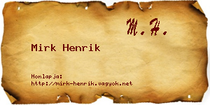 Mirk Henrik névjegykártya